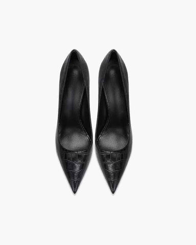 Croc-Embossed Pointed-Toe Stiletto Pumps