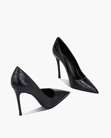 Croc-Embossed Pointed-Toe Stiletto Pumps
