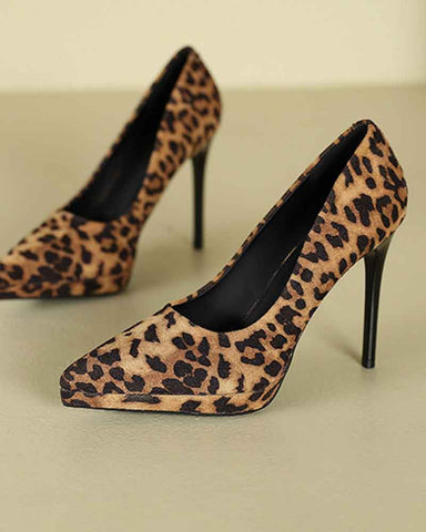Women's Suede Pointed-Toe Platform Stiletto High Heels Pumps