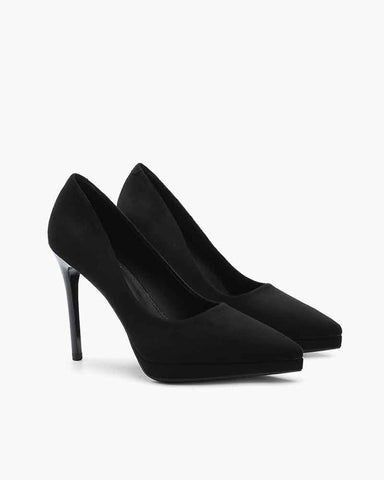 Women's Suede Pointed-Toe Platform Stiletto High Heels Pumps