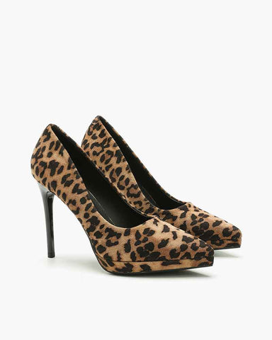 Women's Suede Pointed-Toe Platform Stiletto High Heels Pumps