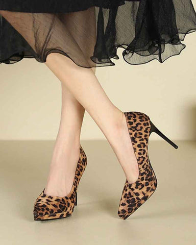 Women's Suede Pointed-Toe Platform Stiletto High Heels Pumps