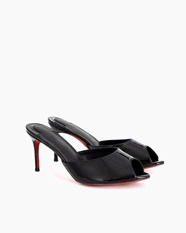 Dolly Series - 85mm Patent Calf Leather Heel Mules