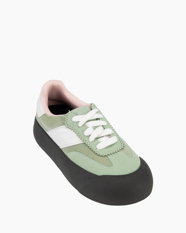Light Green Lace Up Comfortable Platform Sneakers