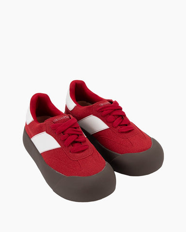 Red Lace Up Comfortable Platform Sneakers