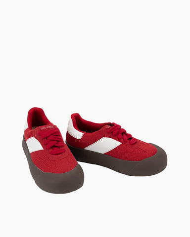 Red Lace Up Comfortable Platform Sneakers