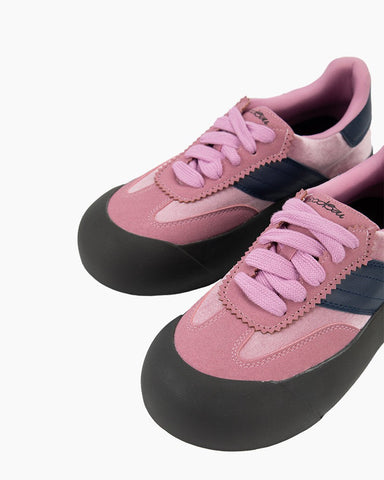 PaleVioletred Lace Up Comfortable Platform Sneakers