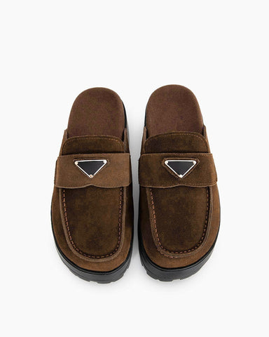 Suede flatform mules