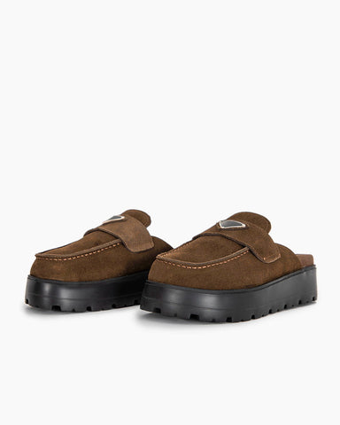 Suede flatform mules