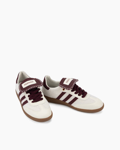 Retro Leather and Suede Flat Sneakers