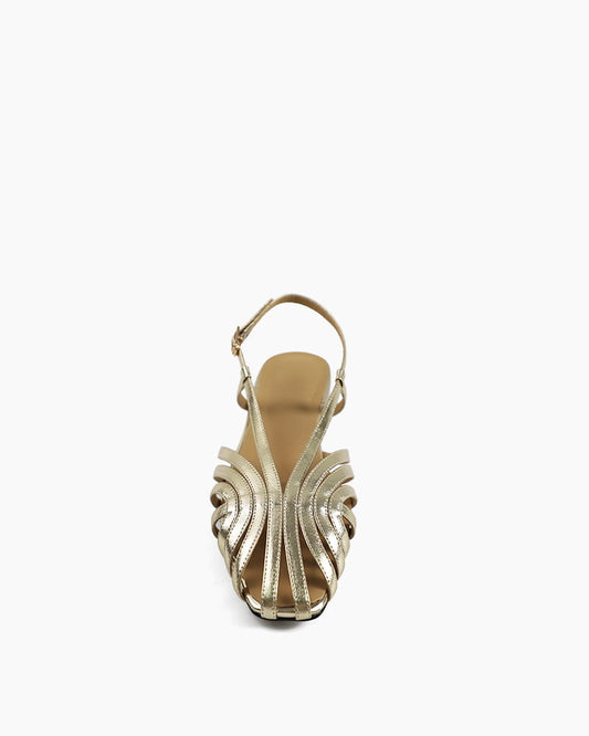 Women's Weekend Brunch Woven Detail Slingback Lambskin Sandals