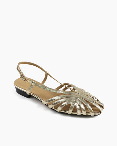 Women's Weekend Brunch Woven Detail Slingback Lambskin Sandals