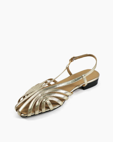 Women's Weekend Brunch Woven Detail Slingback Lambskin Sandals