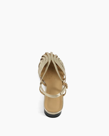 Women's Weekend Brunch Woven Detail Slingback Lambskin Sandals