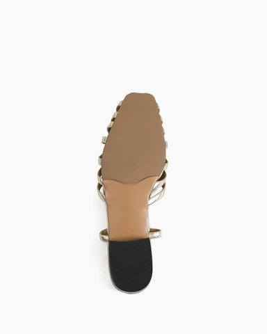 Women's Weekend Brunch Woven Detail Slingback Lambskin Sandals