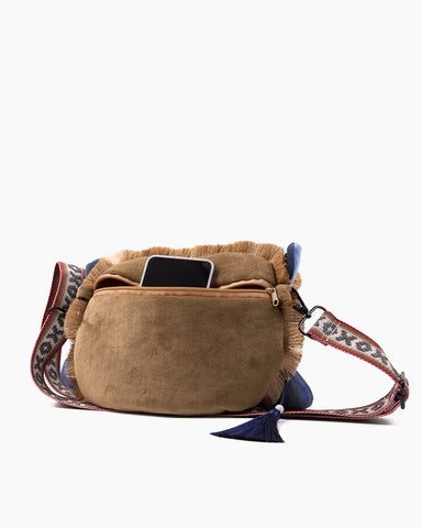 Embroidered Tiger Head Crossbody Bag