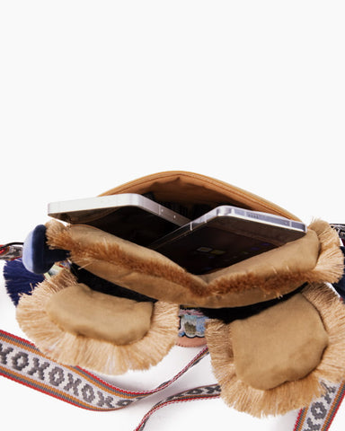 Embroidered Tiger Head Crossbody Bag
