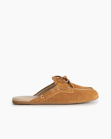 Women's Faded Suede Mules Brown Boat Shoes