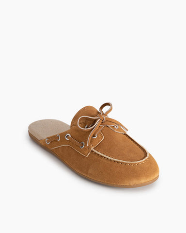 Women's Faded Suede Mules Brown Boat Shoes
