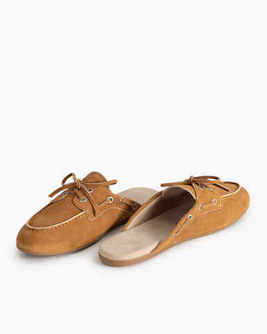 Women's Faded Suede Mules Brown Boat Shoes