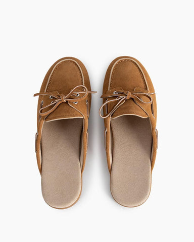Women's Faded Suede Mules Brown Boat Shoes
