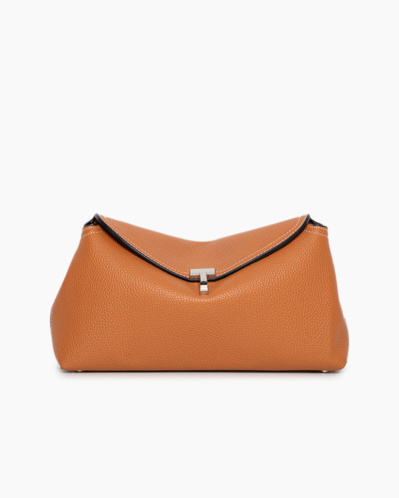 Women’s Elegant T-Lock Leather Clutch Bag