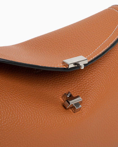 Women’s Elegant T-Lock Leather Clutch Bag