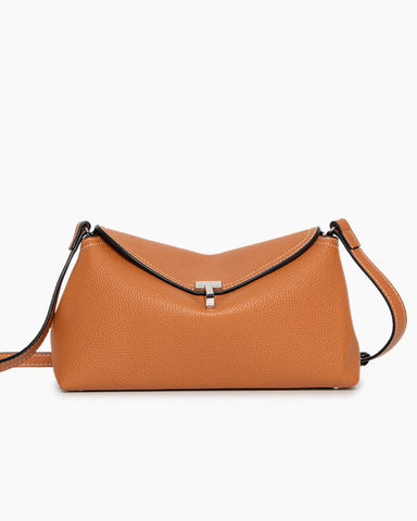 Women’s Elegant T-Lock Leather Clutch Bag