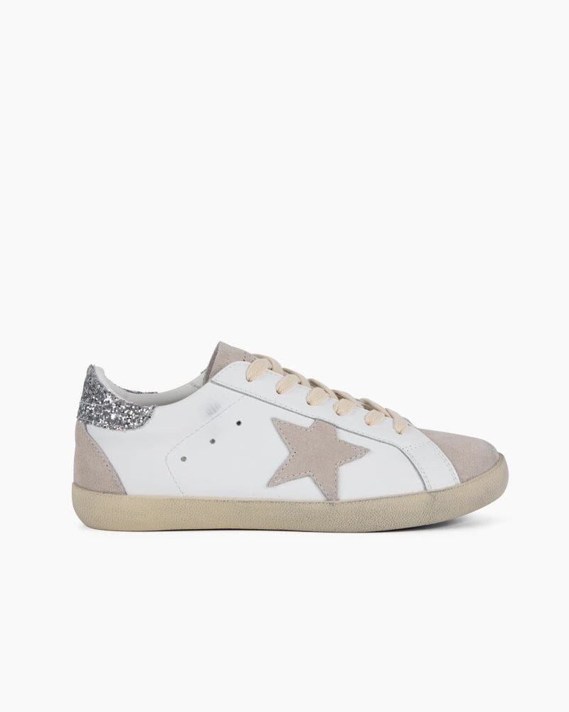 White Nappa Leather with Gray Star Sneakers