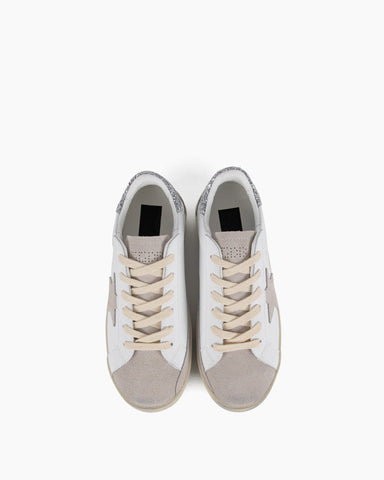 [FLAT RATE $85] White Leather Sneaker - Vintage Gray Star