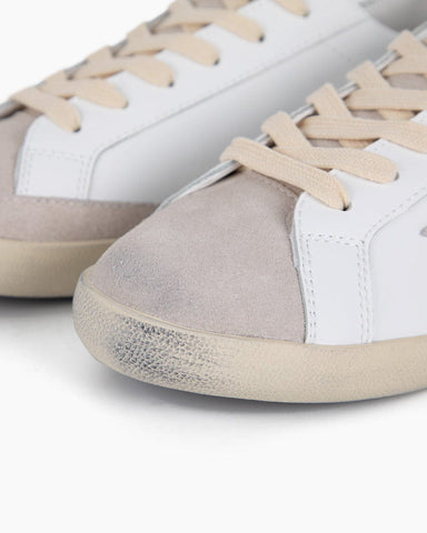 White Nappa Leather with Gray Star Sneakers