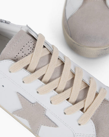 White Nappa Leather with Gray Star Sneakers