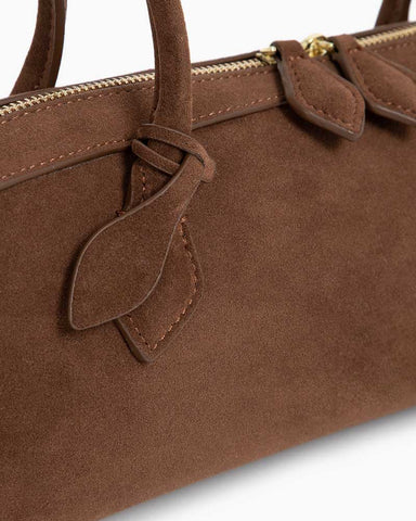 Vespera Suede Calfskin Double Zip Tote Shoulder Bag
