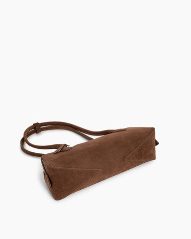 Vespera Suede Calfskin Double Zip Tote Shoulder Bag
