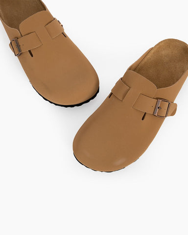 Oiled Leather Soft Footbed Clog Mules