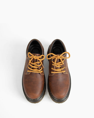 Women's Heavy Duty Brown Leather Platform Shoes