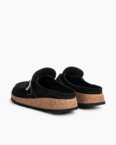 Women's Casual Suede Mules with Adjustable Buckle Strap