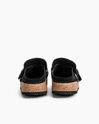 Women's Casual Suede Mules with Adjustable Buckle Strap