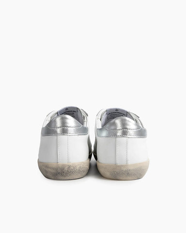 Women's Vintage Look White Skate Sneakers with Black Glitter Star