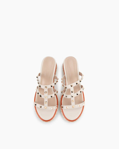 (Clean Up) Espadrille Wedges Slides Rivets Slippers