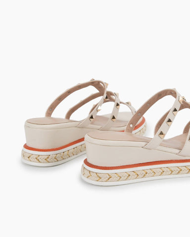 (Clean Up) Espadrille Wedges Slides Rivets Slippers