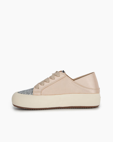 Satin Platform Sneakers With Foldable Heel Tab