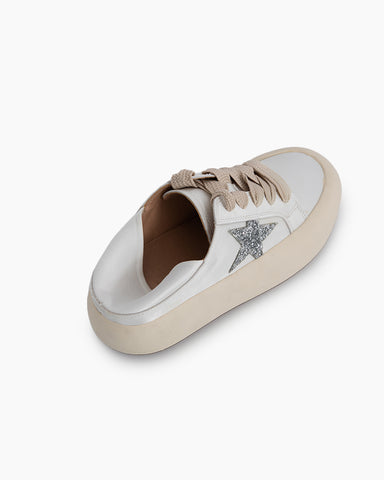 Satin Platform Sneakers With Foldable Heel Tab