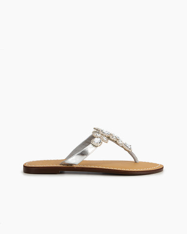 Rhinestone Embellished Flat Boho Crystal Thong Sandals