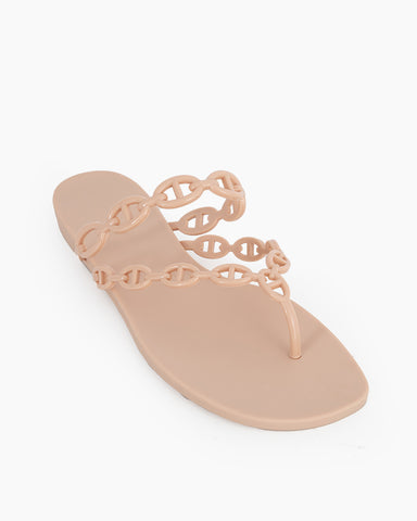 Chain-Link Rubber Flip Flop Island Beach Slides Sandals