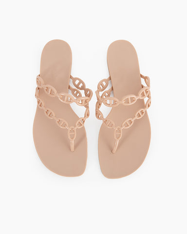 Chain-Link Rubber Flip Flop Island Beach Slides Sandals