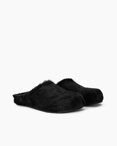 (Clean Up) Designer Real Fur Slides Clogs Mules Flat Luxury Slippers