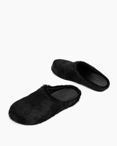 (Clean Up) Designer Real Fur Slides Clogs Mules Flat Luxury Slippers
