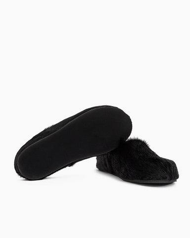 (Clean Up) Designer Real Fur Slides Clogs Mules Flat Luxury Slippers