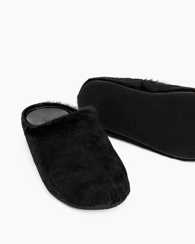 (Clean Up) Designer Real Fur Slides Clogs Mules Flat Luxury Slippers